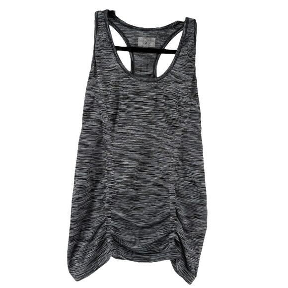 Athleta Ruched Racerback Tank Top Size L Gray Space Dye Yoga Seamless Quick Dry - Picture 1 of 7